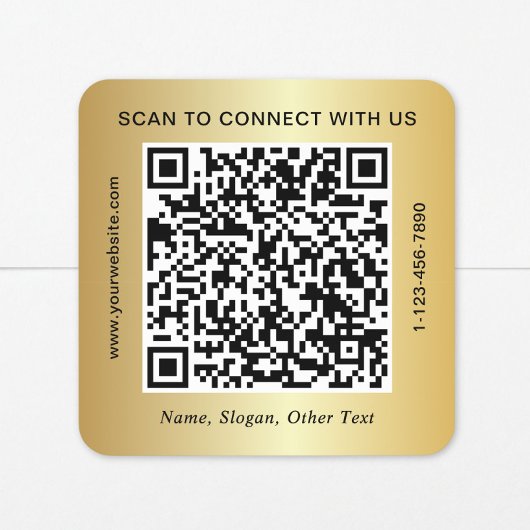 Benutzerdefinierter Geschäft- QR-Code Gold Quadratischer Aufkleber