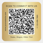Benutzerdefinierter Geschäft- QR-Code Gold Quadratischer Aufkleber (Vorderseite)