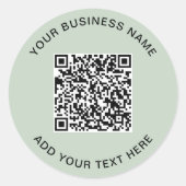 Benutzerdefinierter Geschäft- QR-Code Sage Grün Runder Aufkleber (Vorderseite)