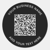 Benutzerdefinierter Geschäft- QR-Code Schwarz Runder Aufkleber (Vorderseite)