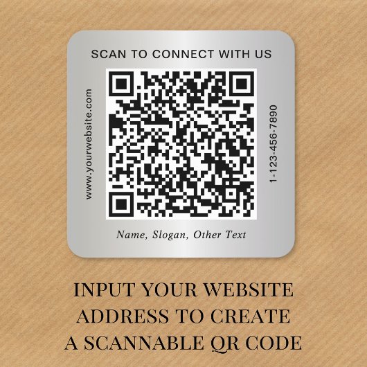 Benutzerdefinierter Geschäft- QR-Code Silber Quadratischer Aufkleber