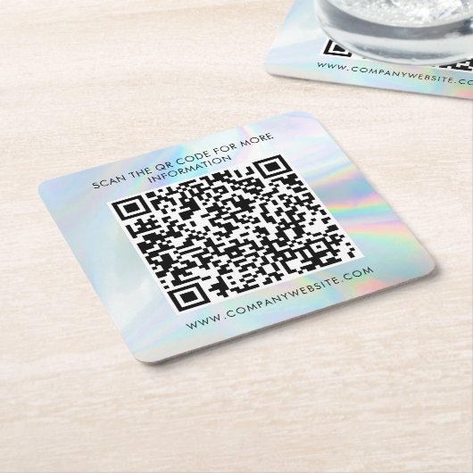 Benutzerdefinierter Geschäfts-QR-Code Holografisch Rechteckiger Pappuntersetzer (angewinkelt)