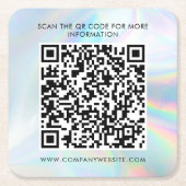Benutzerdefinierter Geschäfts-QR-Code Holografisch Rechteckiger Pappuntersetzer (Vorderseite)