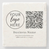 Benutzerdefinierter Geschäftslogo-QR-Code personal Steinuntersetzer (Vorderseite)