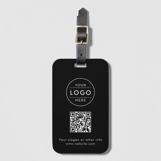 Benutzerdefinierter Geschäftslogo-QR-Code Schwarz Gepäckanhänger (Vorderseite Vertikal)