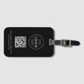 Benutzerdefinierter Geschäftslogo-QR-Code Schwarz Gepäckanhänger (Vorderseite (Horizontal))