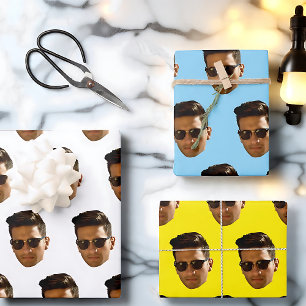 Benutzerdefinierter Gesichtsausschnitt Junggeselli Geschenkpapier Set