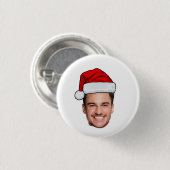 Benutzerdefinierter Gesichtsfoto Weihnachtsmann Hu Button (Vorne & Hinten)