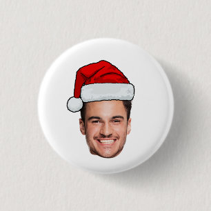 Benutzerdefinierter Gesichtsfoto Weihnachtsmann Hu Button