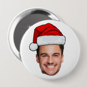 Benutzerdefinierter Gesichtsfoto Weihnachtsmann Hu Button (Vorne & Hinten)