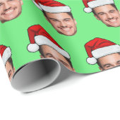 Benutzerdefinierter Gesichtsfoto Weihnachtsmann Hu Geschenkpapier (Rolleneckpunkt)