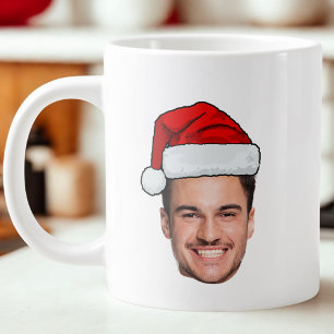 Benutzerdefinierter Gesichtsfoto Weihnachtsmann Hu Jumbo-Tasse