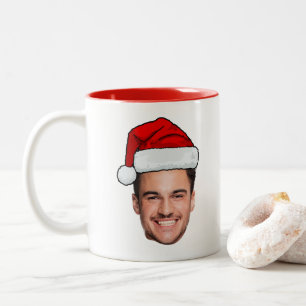 Benutzerdefinierter Gesichtsfoto Weihnachtsmann Hu Zweifarbige Tasse