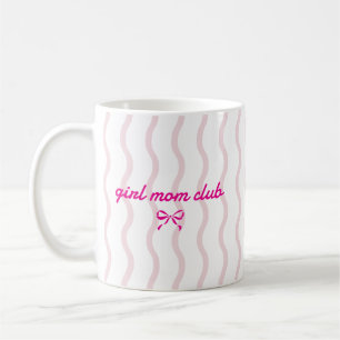 Benutzerdefinierter Girl Mom Club Rosa Gestreifter Kaffeetasse