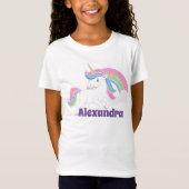 Benutzerdefinierter Glitzer Rainbow und Unicorn mi T-Shirt (Vorderseite)