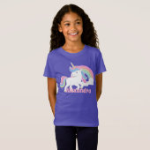Benutzerdefinierter Glitzer Rainbow Unicorn mit Li T-Shirt (Vorne ganz)
