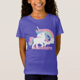 Benutzerdefinierter Glitzer Rainbow Unicorn mit Li T-Shirt