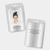Benutzerdefinierter Glitzer-Tropfen Silver Graue B Ausweis (Front & Back)