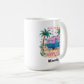Benutzerdefinierter Glücklicher Ort Reise Camping Kaffeetasse (VorderseiteRechts)
