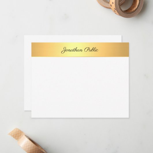 Benutzerdefinierter Gold-Look Eleganter Handgeschr Mitteilungskarte (Vorderseite/Rückseite Beispiel)