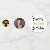 Benutzerdefinierter Gold- und schwarzer Geburtstag Konfetti (Rückseiten)