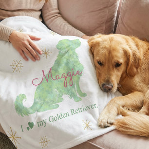 Benutzerdefinierter Golden Retriever Weihnachten M Fleecedecke