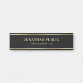 Benutzerdefinierter Goldname Text Elegante schwarz Türschild (Vorderseite )