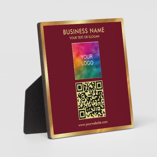 Benutzerdefinierter Goldtext-QR-Code-Upload-Geschä Fotoplatte (Vorderseite)