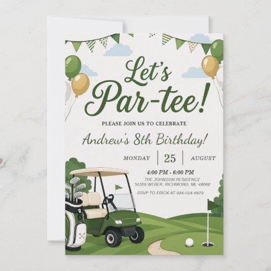 Benutzerdefinierter Golf-Geburtstag Einladung (Vorderseite)