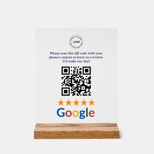 Benutzerdefinierter Google Reviews QR-Code Unterne Acrylschild (Vorderseite)