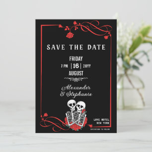 Benutzerdefinierter gotischer Totenkopf & Rose Save The Date