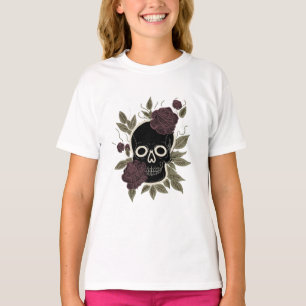 Benutzerdefinierter gotischer Totenkopf und Rosen T-Shirt