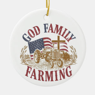 Benutzerdefinierter „Gott Familie Landwirtschaft“ Keramik Ornament
