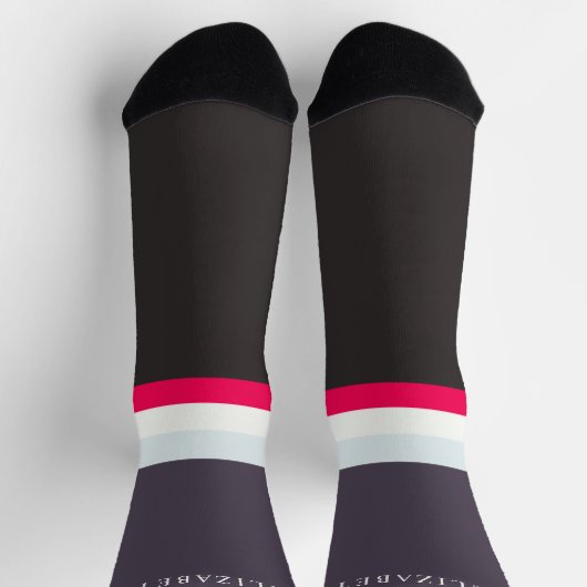 Benutzerdefinierter graublau-weißer schwarzer Farb Socken (Oben)