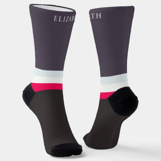 Benutzerdefinierter graublau-weißer schwarzer Farb Socken (Gewinkelt)