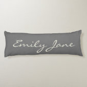 Benutzerdefinierter, grauer handgeschriebener Skri Seitenschläferkissen (Rückseite)