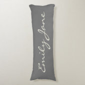 Benutzerdefinierter, grauer handgeschriebener Skri Seitenschläferkissen (Vorderseite Vertikal)