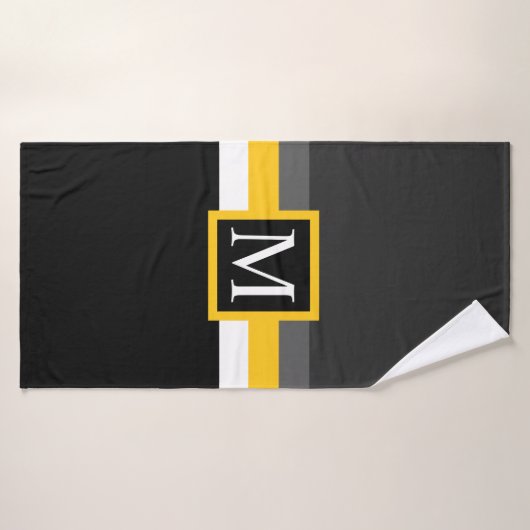 Benutzerdefinierter graugelber, weißer Farbblock Badehandtuch (Badehandtuch)