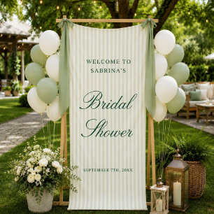 Benutzerdefinierter grüner Streifen Hochzeitsempfa Banner