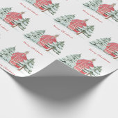 Benutzerdefinierter grüner Wald roter Scheunen-Kie Geschenkpapier (Ecke)