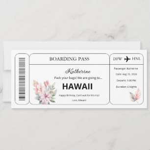Benutzerdefinierter Gutschein, Hawaii-Reise Bordka Einladung