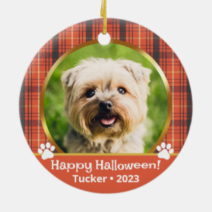Benutzerdefinierter Halloween-Foto-Name-Jahr-Haust Keramik Ornament