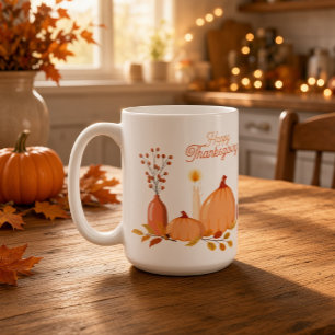 Benutzerdefinierter Happy Thanksgiving Becher mit Kaffeetasse
