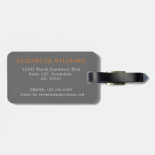 Benutzerdefinierter hellgrauer, dunkelorangefarben gepäckanhänger (Rückseite horizontal)