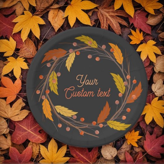 Benutzerdefinierter Herbstlaubkranz Papierplatte Pappteller
