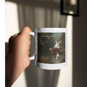 Benutzerdefinierter Herzensdieb-Hase Vintage-Wunde Kaffeetasse