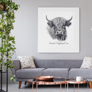 Benutzerdefinierter Highland-Kuh-Skizzenkunstgaler Poster
