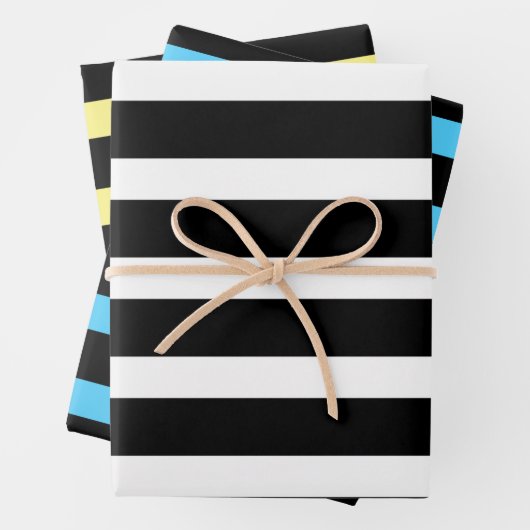 Benutzerdefinierter Hintergrund für schwarze Strei Geschenkpapier Set (Beispiel)