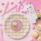 Benutzerdefinierter Hintergrund Rosa Gelb Kariert  Pappteller (Party)