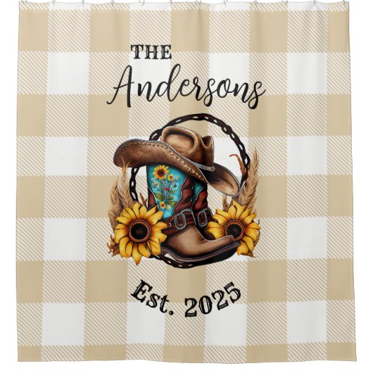 Benutzerdefinierter Hochzeitname und Datum Duschvorhang (Vorderseite)